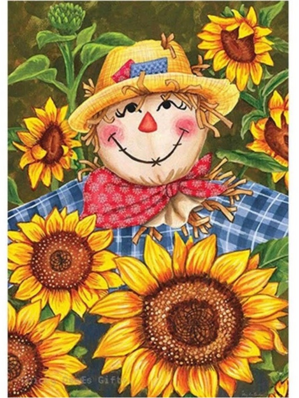 Sunflower Scarecrow Garden Flag - Cheerful Yellow Home Party Decor